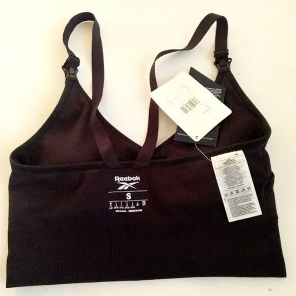 Reebok Studio Maternity Nursing Sports Bra Medium Support Removable Pads Black S - Picture 12 of 14